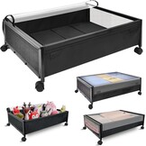 SPECILITE Opbergbakken voor Onder Het Bed Op Wieltjes, 2 Stuks Rollende Metalen Bakken met Deksels, Opbergzakken voor Kleding, Schoenen, Speelgoed en Dekens - Maat 2 Pack