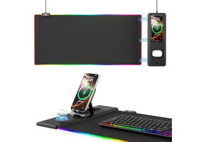 RGB Gaming Bureauonderlegger met Draadloos Opladen | 70x33cm | 46% Korting