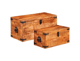 vidaXL 2-delige Opbergkistenset ruw mangohout