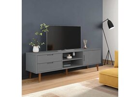 Tv-meubel MOLDE massief grenenhout grijs - 67% korting