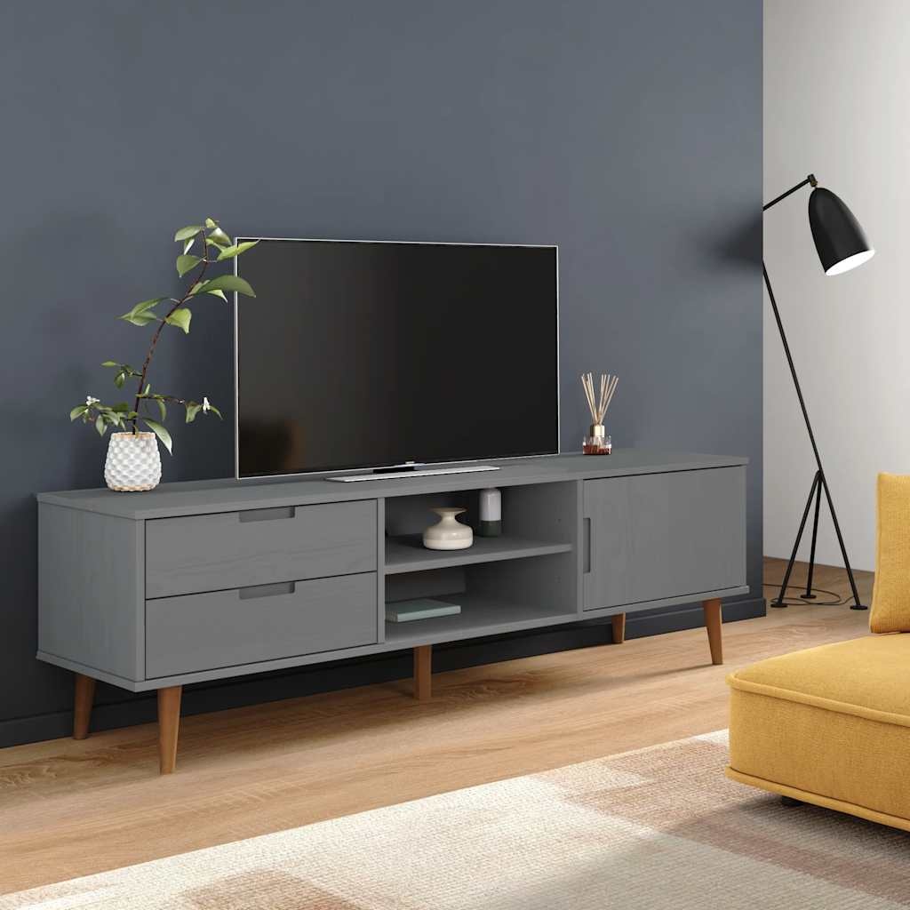VidaXL MOLDE TV-meubel 158x40x49 cm Grenenhout Grijs - 73% Korting