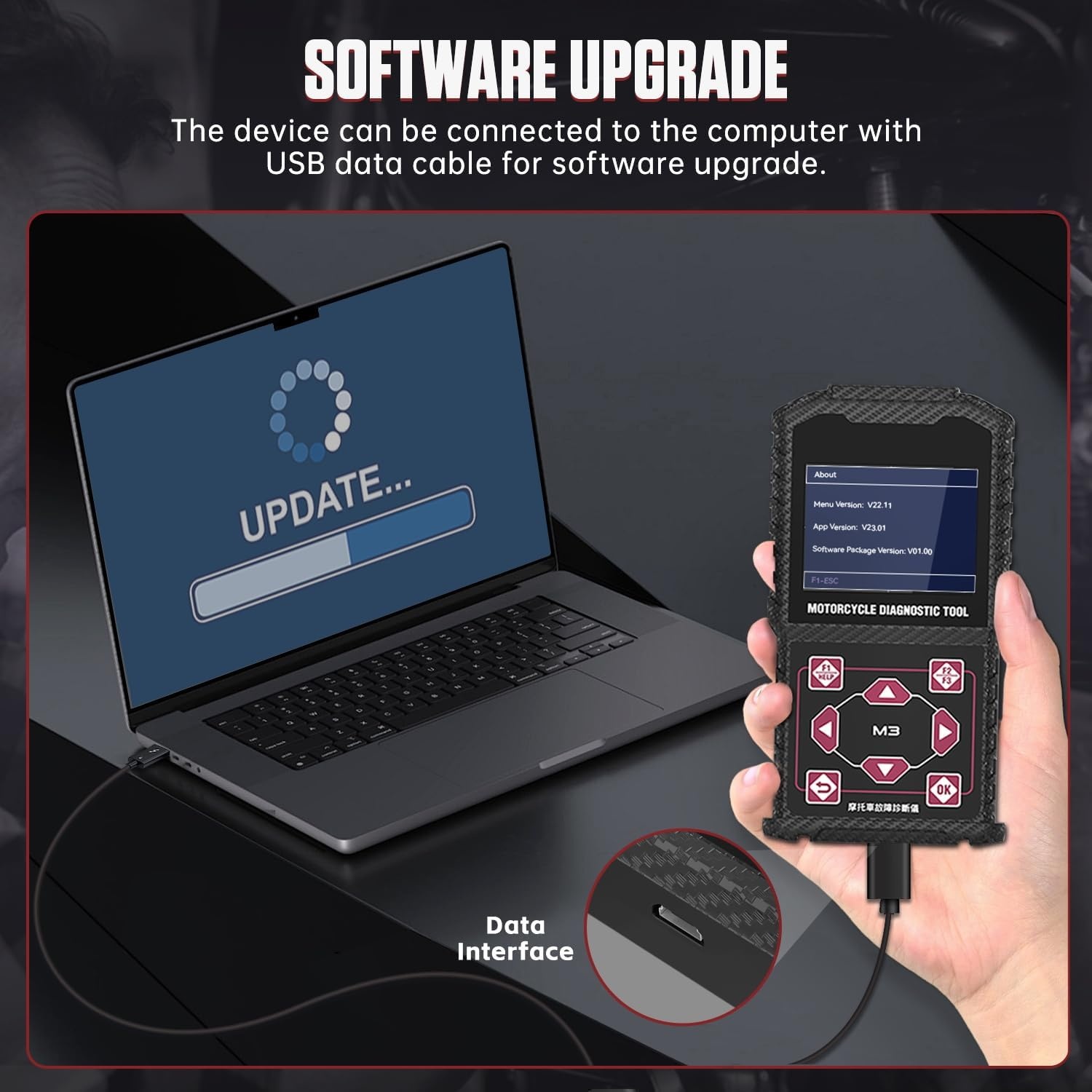 LUTIFIX M3-A Motor Diagnose Scanner - OBD2 Codelezer voor Honda, Yamaha en Kawasaki