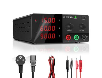RUZIZAO Laboratoriumvoeding 15V 60A - 900W DC Regelbare Voeding - Zwart