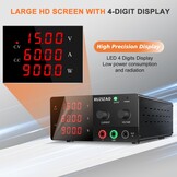 RUZIZAO Laboratoriumvoeding 15V 60A - 900W DC Regelbare Voeding - Zwart