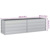 vidaXL Plantenbak verhoogd 160x40x45 cm gegalvaniseerd staal zilver