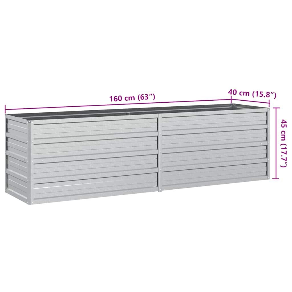 vidaXL Plantenbak verhoogd 160x40x45 cm gegalvaniseerd staal zilver