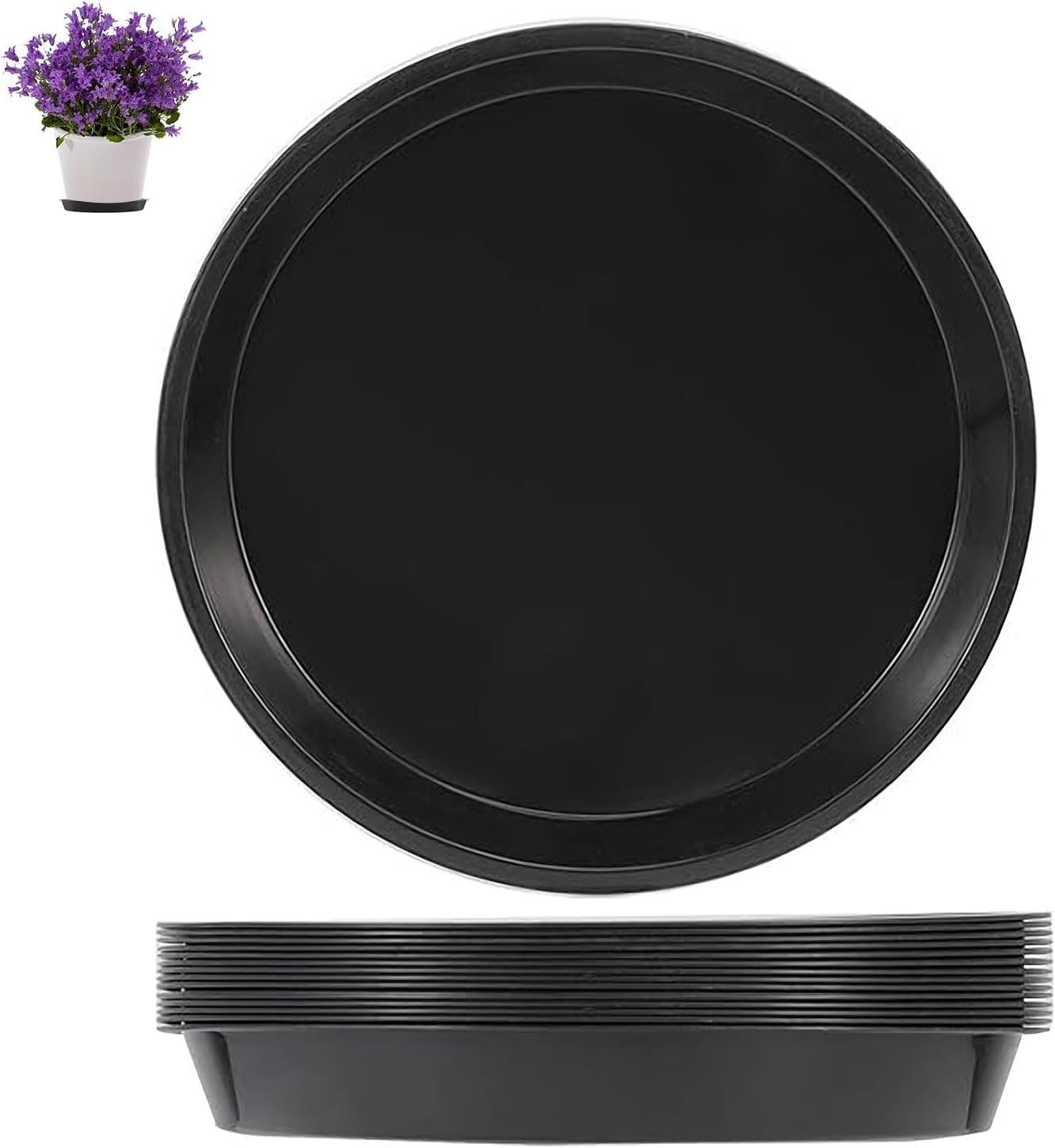Plantenschotel Rond Zwart Kunststof 30 cm - 16 Stuks - Duurzaam & UV-bestendig