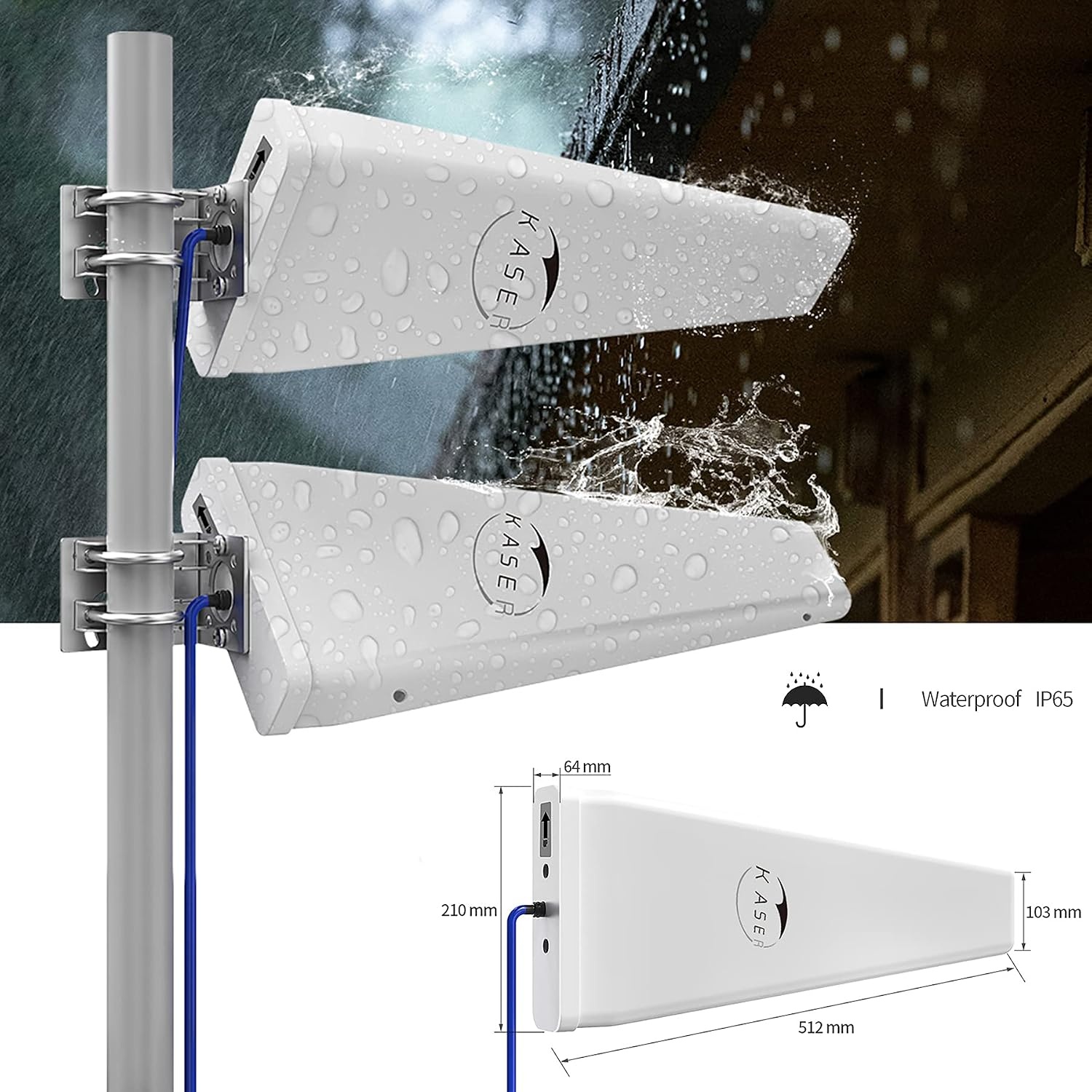 KASER LPDA 4G 5G LTE Antenne - Richtantenne Mimo - Wit - 10 meter kabel