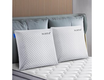 NOFFA Traagschuim Kussens - 56 x 56 x 12 cm - Wit - Set van 2