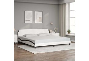 vidaXL Bedframe met Hoofdbord, Kunstleer Wit/Zwart 200x200cm - 47% Korting!