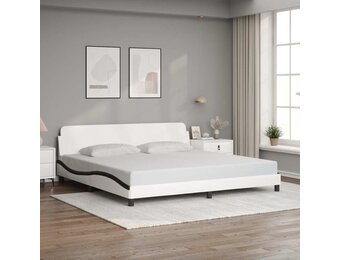 vidaXL Bedframe met hoofdbord kunstleer wit en zwart 200x200 cm