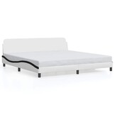 vidaXL Bedframe met hoofdbord kunstleer wit en zwart 200x200 cm