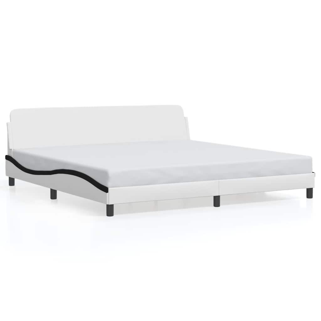 vidaXL Bedframe met hoofdbord kunstleer wit en zwart 200x200 cm