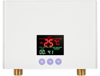 Doorstroomboiler, 3 kW, elektrische minidoorstroomboiler, zonder tank aan de muur, met led-display, 3-traps temperatuurregeling, afstandsbediening, voor keuken, thuis en badkamer