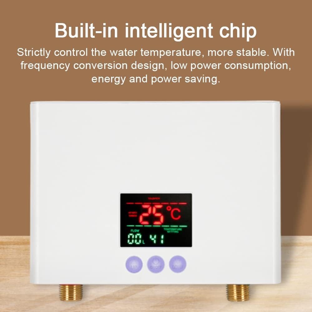 Doorstroomboiler, 3 kW, elektrische minidoorstroomboiler, zonder tank aan de muur, met led-display, 3-traps temperatuurregeling, afstandsbediening, voor keuken, thuis en badkamer