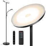 OUTON Dimbare LED Vloerlamp met Leeslamp, 27W/2400LM Uplighter met 7W Leeslamp, 4 Kleurtemperaturen, Afstandsbediening en Touchbediening, 1U Timer, Staande Lamp voor Woonkamer, Slaapkamer, Kantoor