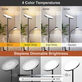 OUTON Dimbare LED Vloerlamp met Leeslamp, 27W/2400LM Uplighter met 7W Leeslamp, 4 Kleurtemperaturen, Afstandsbediening en Touchbediening, 1U Timer, Staande Lamp voor Woonkamer, Slaapkamer, Kantoor