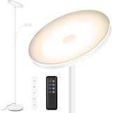 OUTON Dimbare LED Vloerlamp met Leeslamp, 27W/2400LM Uplighter met 7W Leeslamp, 4 Kleurtemperaturen, Afstandsbediening en Touchbediening, 1U Timer, Staande Lamp voor Woonkamer, Slaapkamer, Kantoor