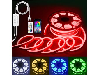 ALITOVE RGB LED Strip 25M 230V Neon Dimbaar 80 LED/m IP65 Waterdichte Outdoor Strip Met IR Afstandsbediening 24 Toetsen Voor Binnen en Buiten Decoratie