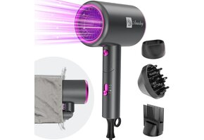 Ionische Föhn 2400W Opvouwbaar | Grijs met Diffuser & Stylingopzetstukken | 46% Korting