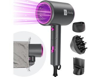 Ionische Föhn 2400W Opvouwbaar | Grijs met Diffuser & Stylingopzetstukken | 46% Korting