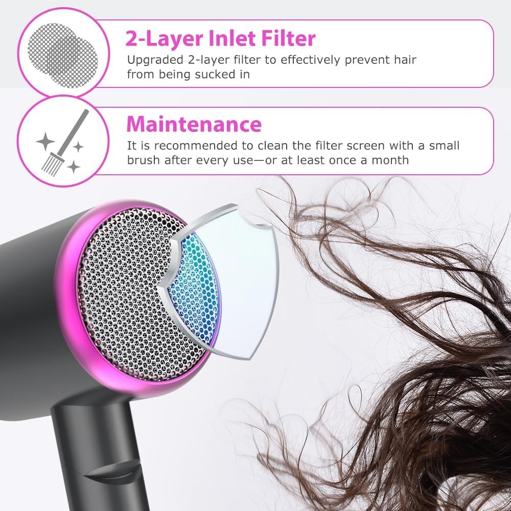 Ionische Föhn 2400W Opvouwbaar | Grijs met Diffuser & Stylingopzetstukken | 46% Korting