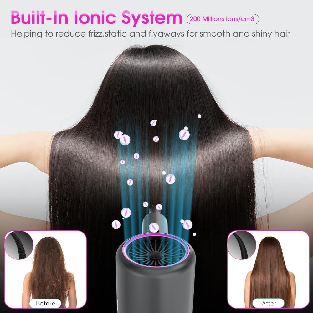 Ionische Föhn 2400W Opvouwbaar | Grijs met Diffuser & Stylingopzetstukken | 46% Korting