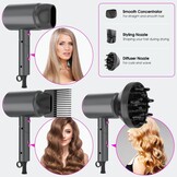 Ionische Föhn 2400W Opvouwbaar | Grijs met Diffuser & Stylingopzetstukken | 46% Korting