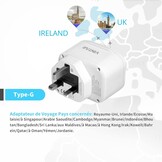 VINTAR 1PC Adaptateur Prise Anglaise UK Angleterre Française Adaptateur de Voyage Avec 2 USB-A et 1 USB-C 3A, Adaptateur Prise France vers UK Ierland Maleisië Singapour, Type G
