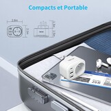VINTAR 1PC Adaptateur Prise Anglaise UK Angleterre Française Adaptateur de Voyage Avec 2 USB-A et 1 USB-C 3A, Adaptateur Prise France vers UK Ierland Maleisië Singapour, Type G