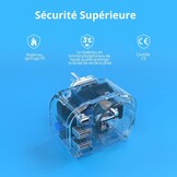 VINTAR 1PC Adaptateur Prise Anglaise UK Angleterre Française Adaptateur de Voyage Avec 2 USB-A et 1 USB-C 3A, Adaptateur Prise France vers UK Ierland Maleisië Singapour, Type G