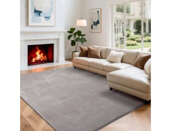 Woonkamertapijt, laagpolig tapijt, woonkamer, decoratie, wollig, zacht, wasbaar en antislip, modern, eenkleurig tapijt voor slaapkamer, kinderkamer, bedmat, 120 x 170 cm, lichtgrijs