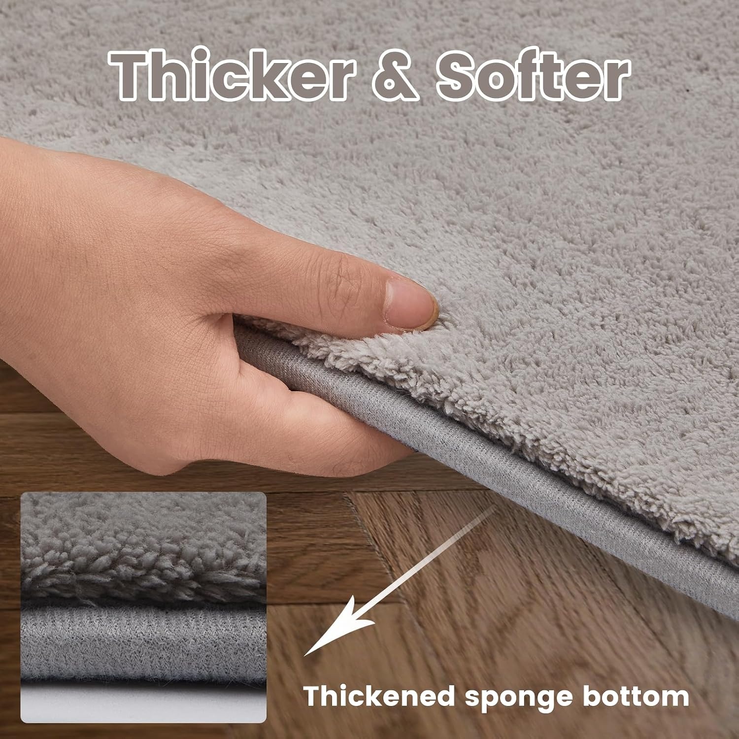 Woonkamertapijt, laagpolig tapijt, woonkamer, decoratie, wollig, zacht, wasbaar en antislip, modern, eenkleurig tapijt voor slaapkamer, kinderkamer, bedmat, 120 x 170 cm, lichtgrijs
