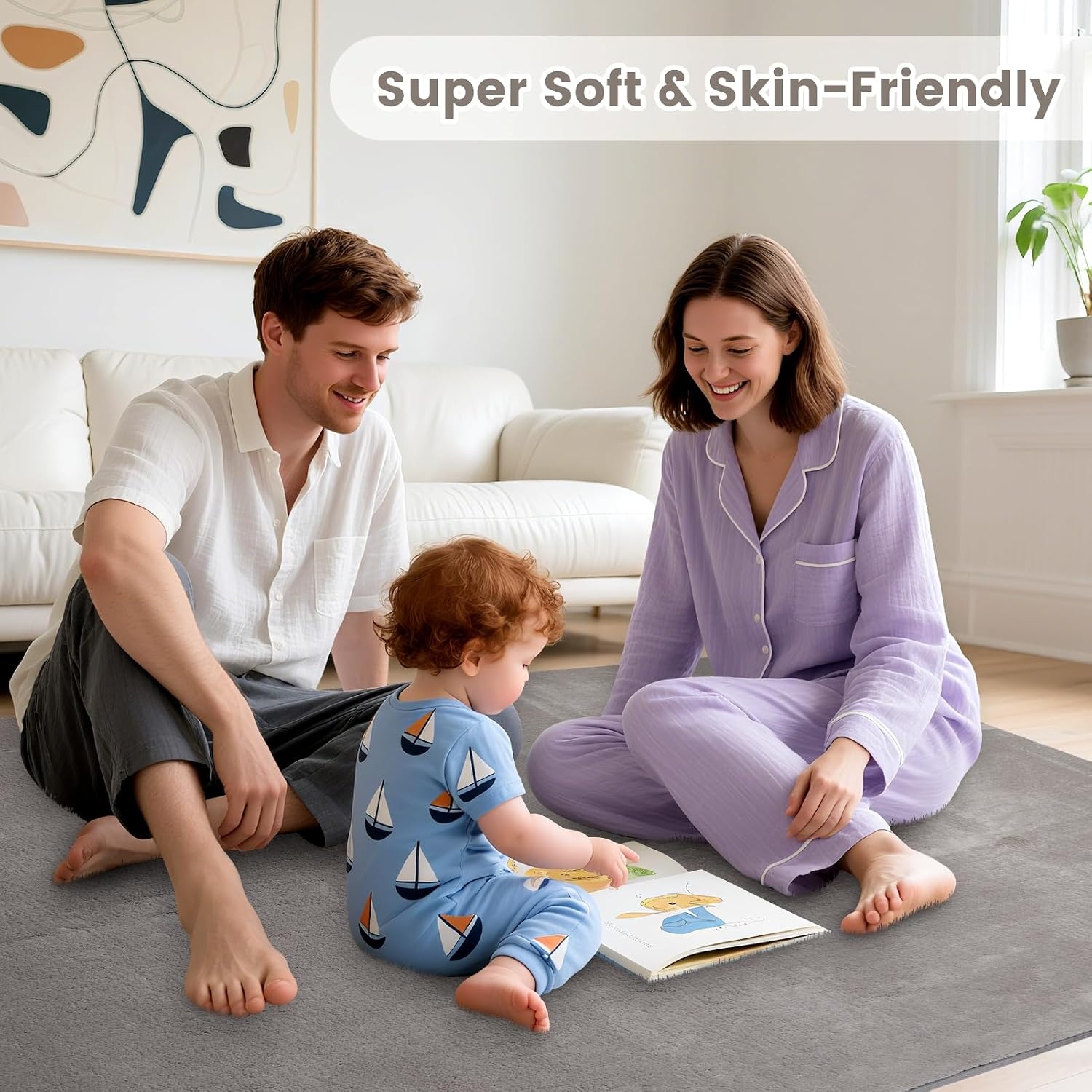Woonkamertapijt, laagpolig tapijt, woonkamer, decoratie, wollig, zacht, wasbaar en antislip, modern, eenkleurig tapijt voor slaapkamer, kinderkamer, bedmat, 120 x 170 cm, lichtgrijs