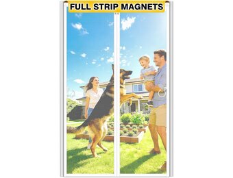 Magnetic Door Fly Screen 100 x 210 cm Fiberglass Magnetic Strip Full Length Very Powerful Top to Bottom Automatic Closure White Mosquito Net Ultra Thin Mesh