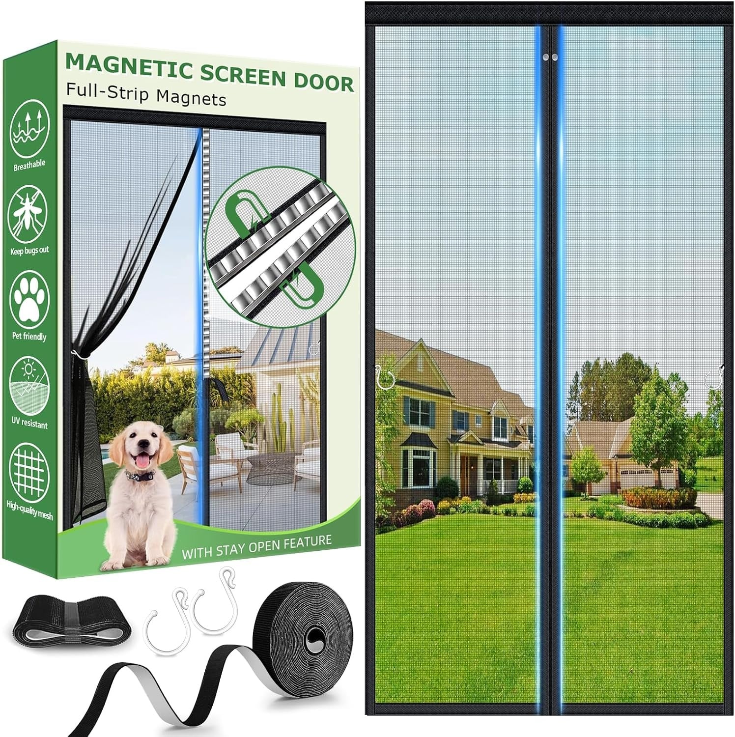 Magnetische Hordeur Wit 100x210 cm Fiberglas - 56% Korting