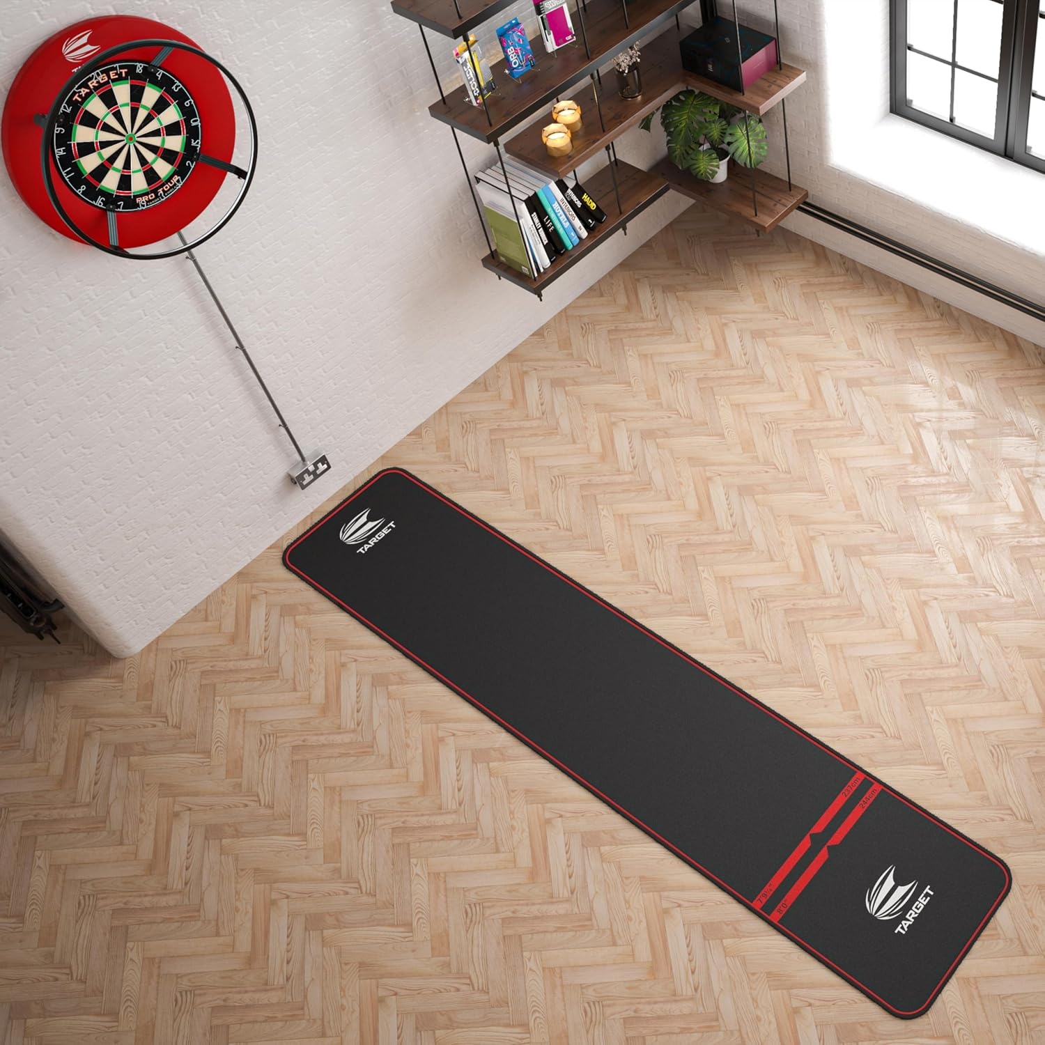 Target Darts World Champion Dartmat met rode bies - Officiële werplijn