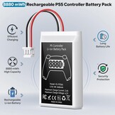 PS5 Controller Battery Pack, 2 Pieces 8880mWh Li-ion Battery with High Capacity for Sony PS5 Controller CFI-ZCT1W, 53% More Endurance (Capacity), Safe Battery Replacement