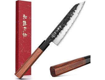 HEZHEN Kiritsuke keukenmes 15 cm - Professioneel Japans koksmes met redwood handvat