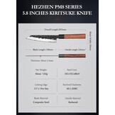 HEZHEN Kiritsuke keukenmes 15 cm - Professioneel Japans koksmes met redwood handvat