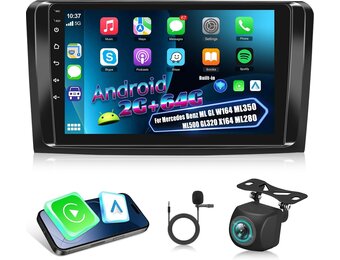 [2G+64G] Android Car Stereo for Mercedes Benz ML GL W164 ML350 ML500 GL320 X164 ML280 with Wireless Carplay and Android Auto, 9 inch HD Touch Screen Car Radio with GPS/WiFi/Bluetooth/EQ/FM RDS
