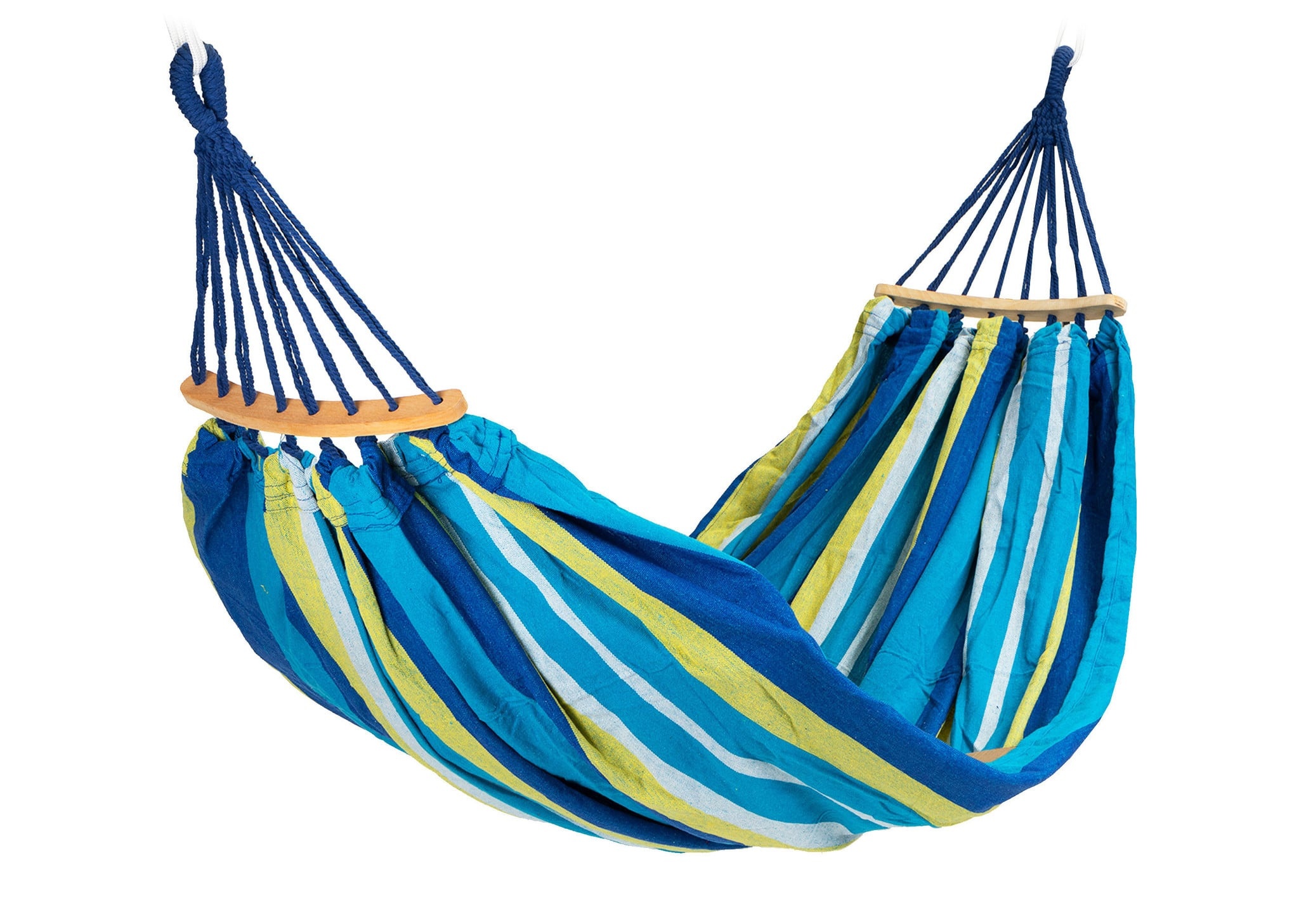 Hangmat 2 persoons Blauw/Groen 185x150 cm Weerbestendig - 59% Korting