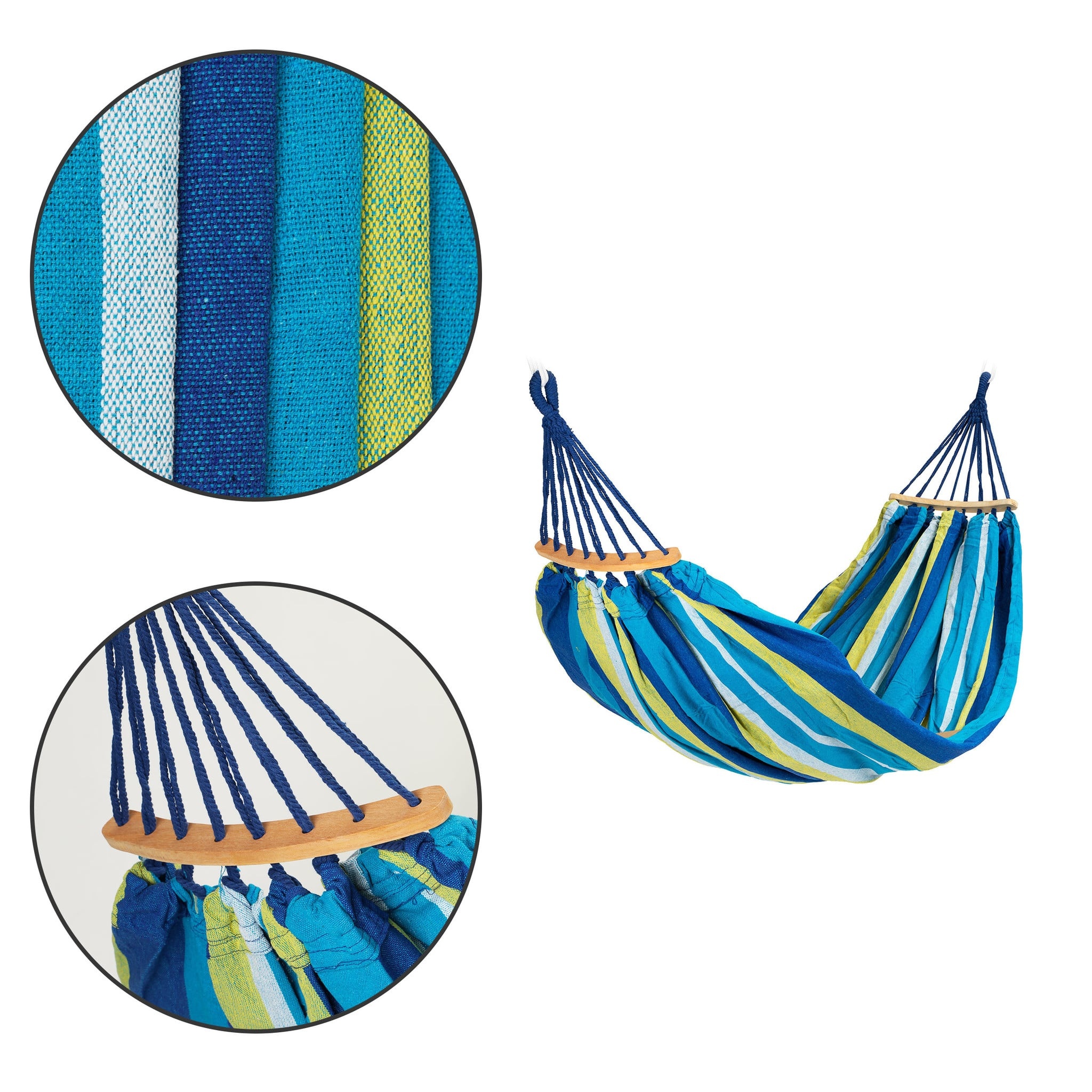 Hangmat 2 persoons Blauw/Groen 185x150 cm Weerbestendig - 59% Korting