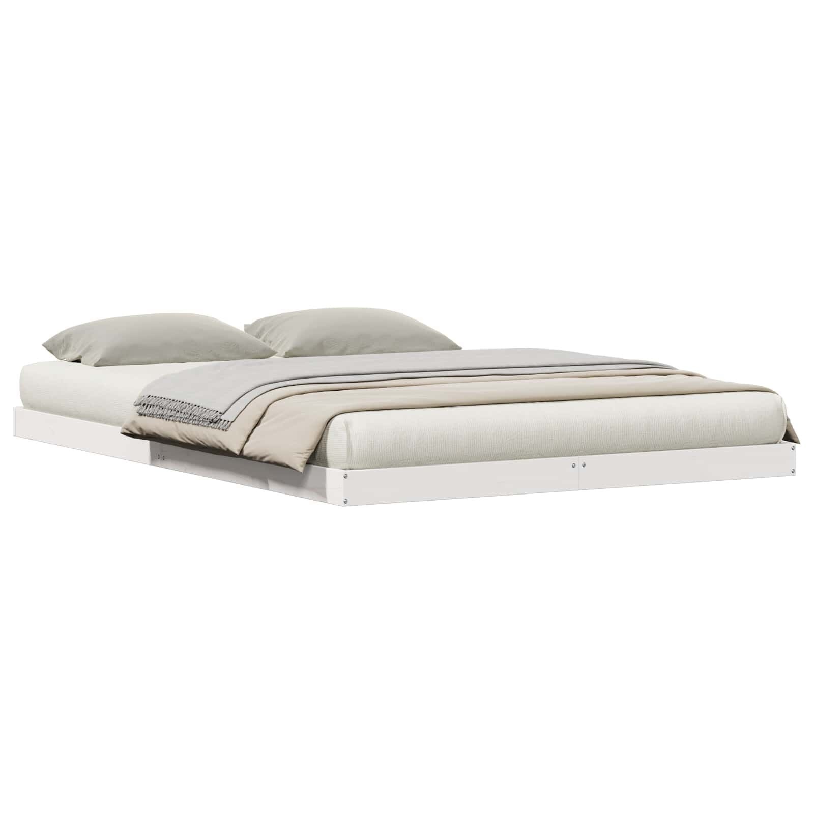 vidaXL Bedframe Wit 140 x 220 cm Massief grenenhout