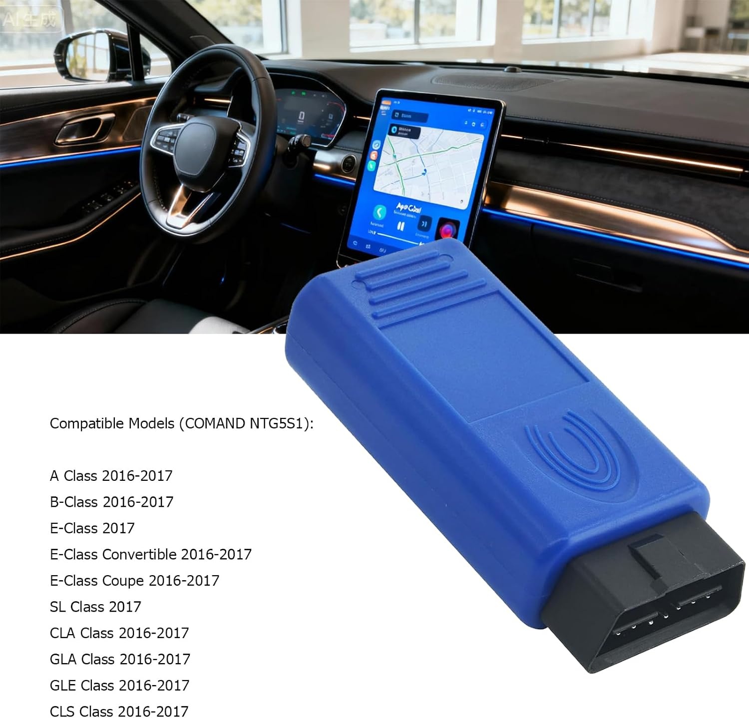 NIYATA OBD Activation Tool for NTG5S1 Series A/B/E/SL/CLA/GLA/GLE/CLS 2016-2017, CarPlay & Android Diagnostic Scanner, 12-24V, Plug and Play