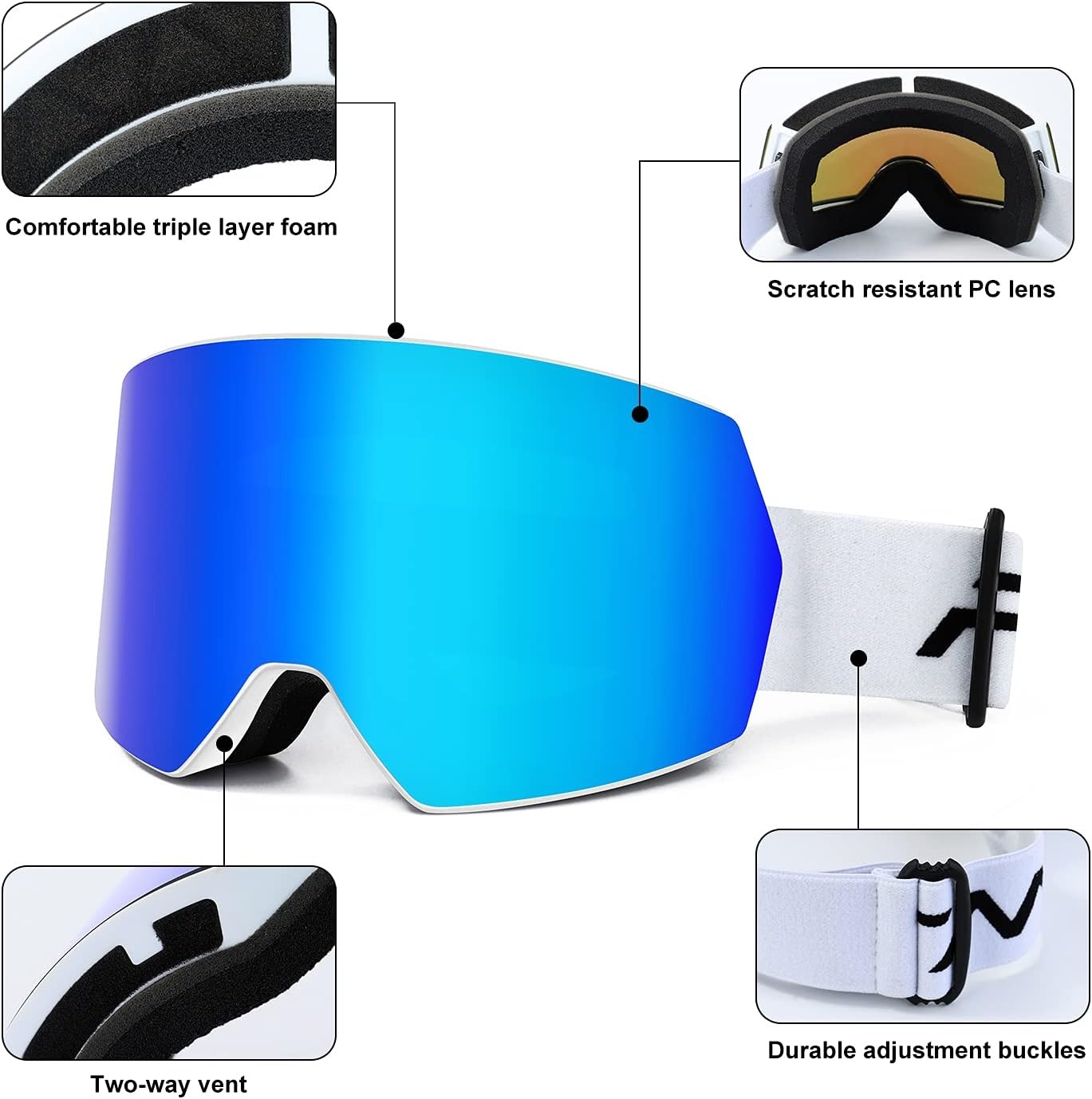 Skibril Snowboardbril Unisex met UV400 Anti-Fog, Helm Compatibel (-58%)