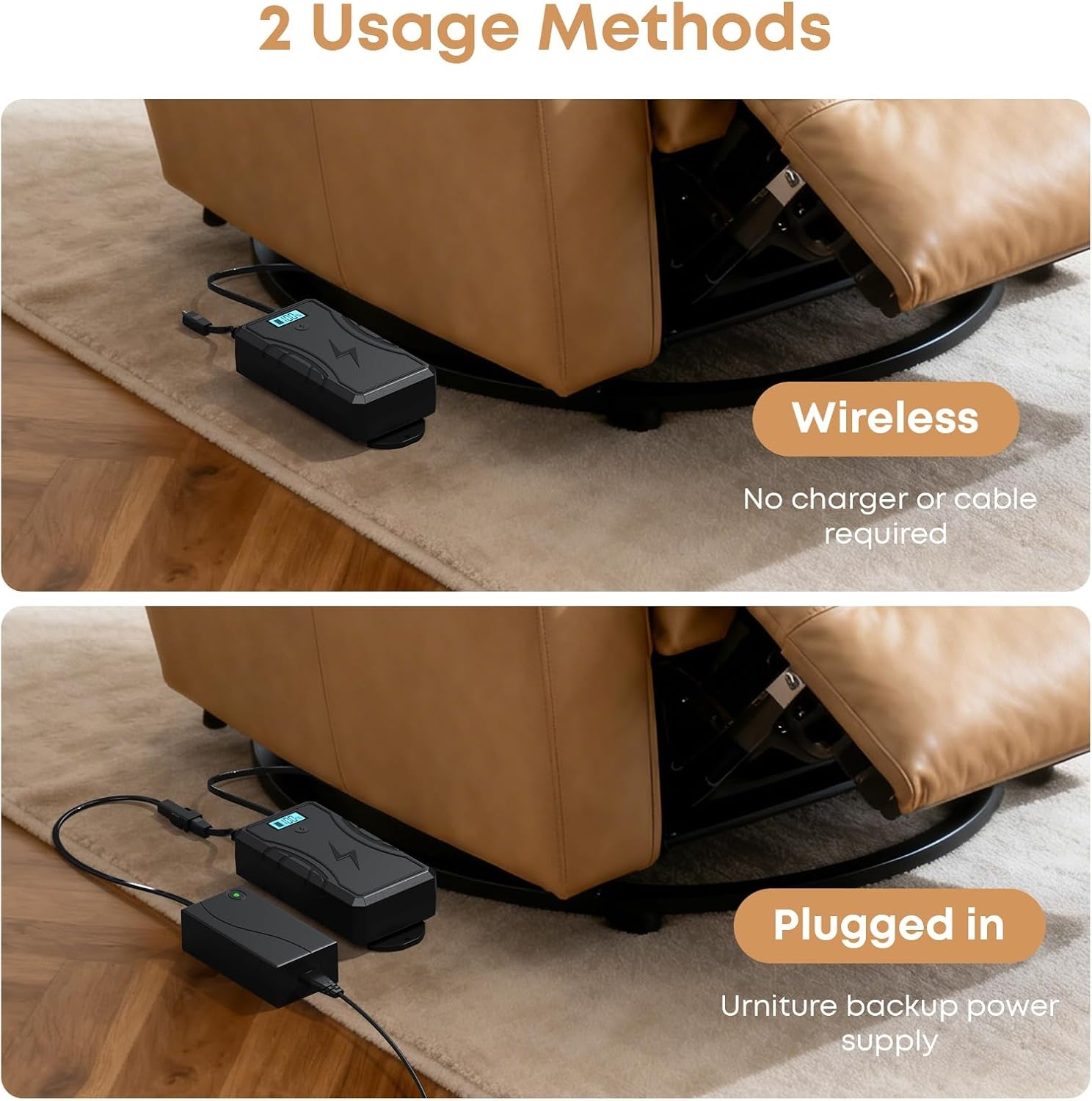 Accupack voor meubels, 2500 mAh, universele oplader voor elektrische ligstoelen en banken, 2-pins aansluiting