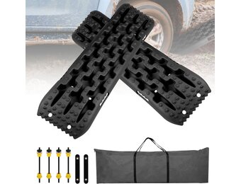 EXLECO Set van 2 zandplaten voor camper, starthulp en offroad, tractie, voor aanhanger, bandenladder, antislipband