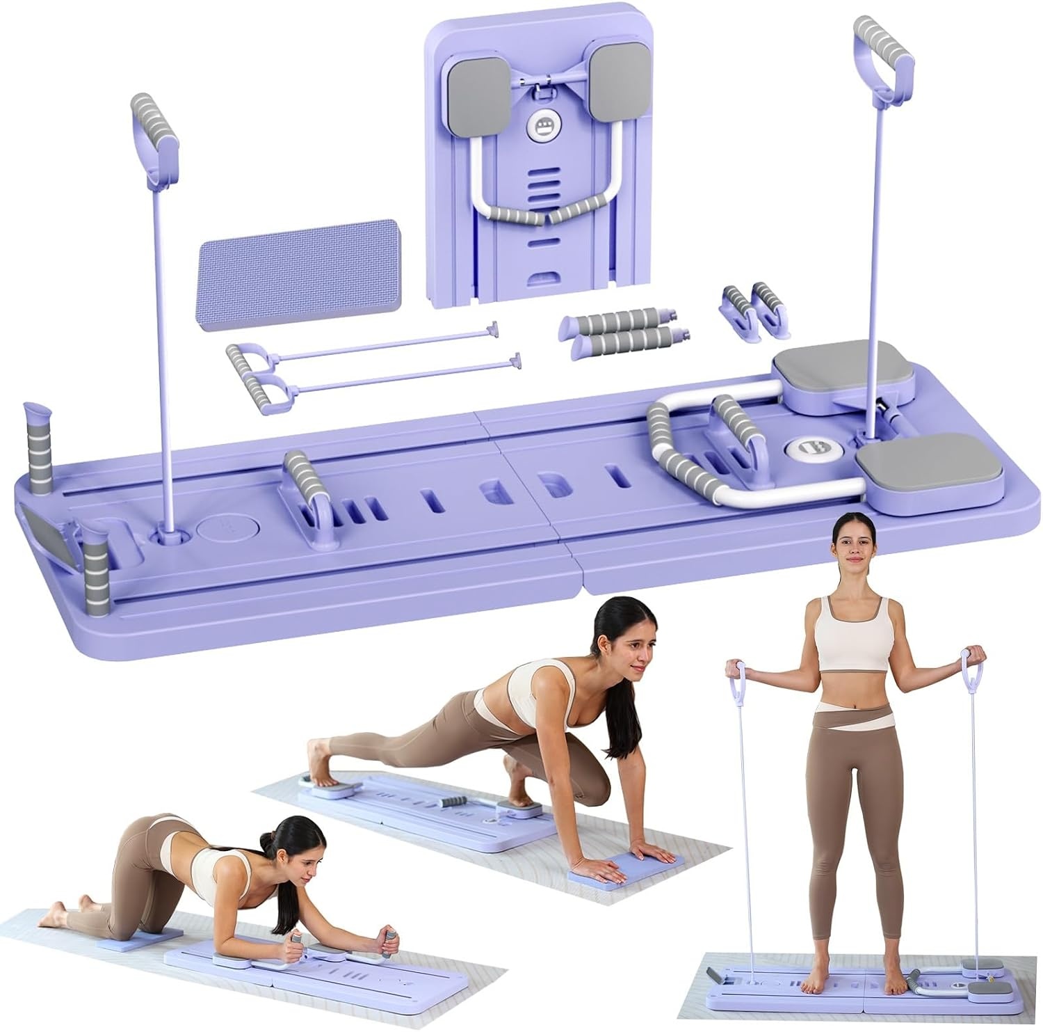 Automatic Rebound Abdominal Wheel Core Strength Training Ab Roller Exercise Wheel Board Pilates Reformer Board, Resistance Bands, Knee Mat Exercise Equipment for Home Use