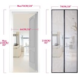 Apalus Vliegengordijn voor Deur met Magnetische Sluiting, Insectenhor voor Balkon- en Terrasdeur, Zonder Boren te Monteren, Niet Inkortbaar (70x210 cm, Zwart)
